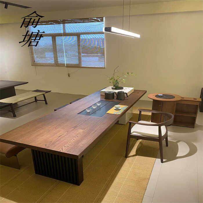 俞塘新中式岩板茶台办公茶室高端定制现代轻奢实木茶桌椅组合,淘宝优惠券,粉丝福利购,淘宝优惠卷