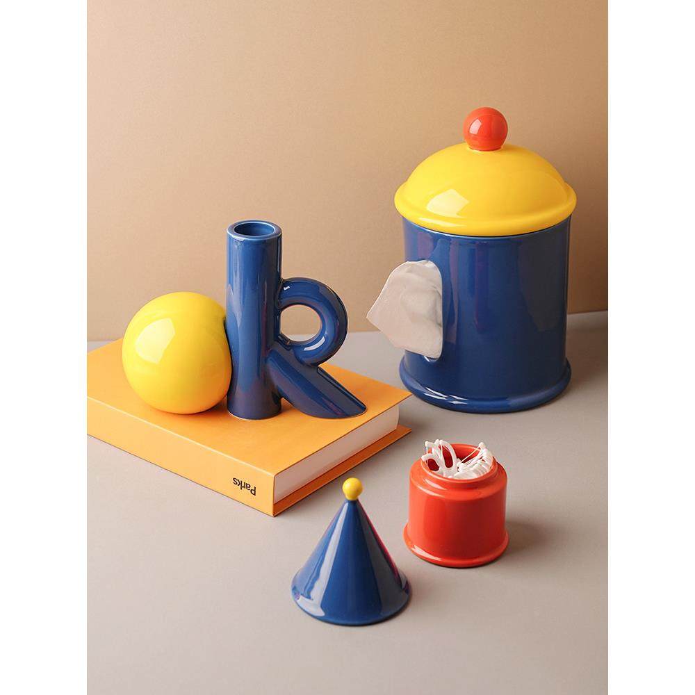 现代简单多巴胺陶瓷花瓶牙签持有人治疗桌面小装饰品客厅装饰轻豪,淘宝优惠券,粉丝福利购,淘宝优惠卷