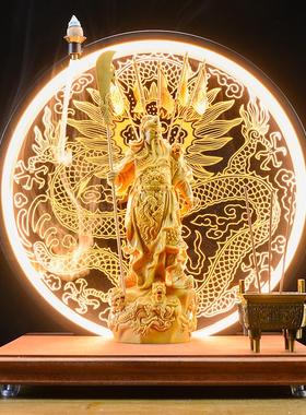 招财镇宅武财神关公摆件客厅办公室摆放木雕关公像闭眼关二爷家用