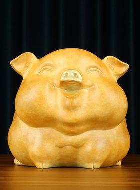 黄铜猪摆件元宝福猪可爱猪家居客厅玄关办公室桌面装饰品礼品