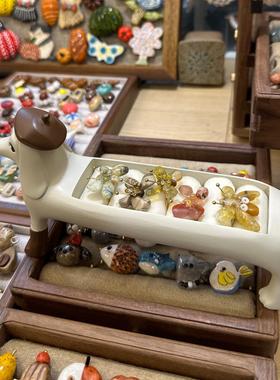 腊肠狗戒指托卡通创意首饰盒架收纳展示架可爱小精致送礼桌面摆件