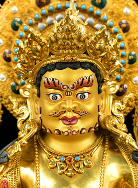 藏村全鎏金《黄财神》精工铜雕《五姓财神》铜佛像家居装饰摆件