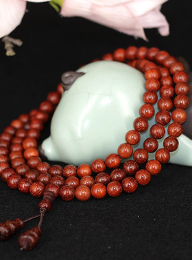 巴西红花梨顶珠葫芦款手链0.8*108颗 老料猫眼紫檀木佛珠手串代发