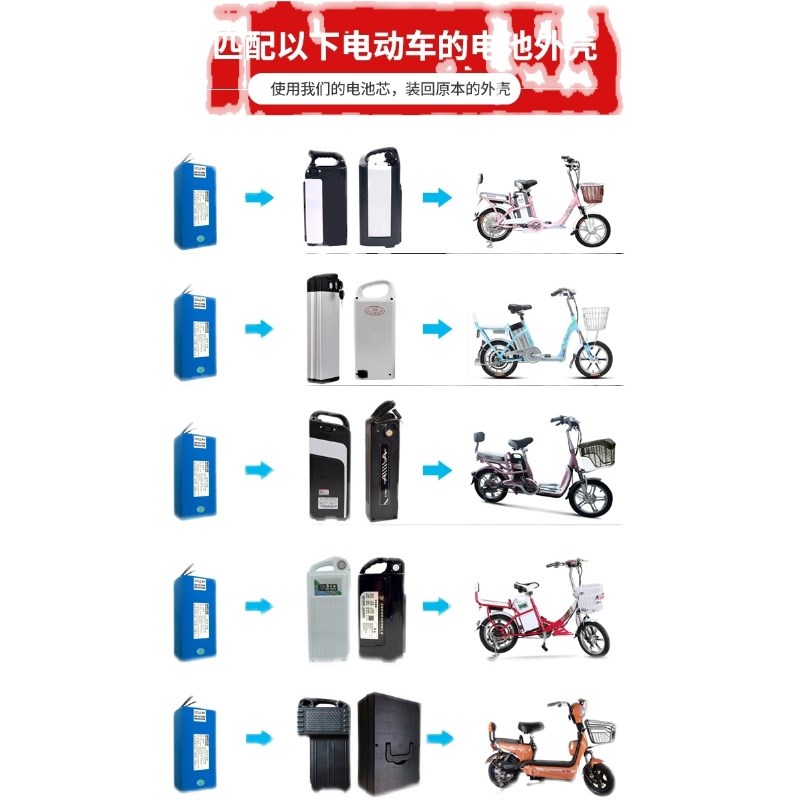 电动滑板车36V锂电池48V8Ah电池10AH自行车车梁内置 4812AH通用-图3