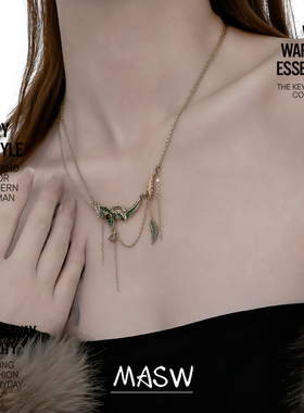 MASW麻秀高级感复古金色流苏项链