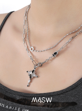 MASW麻秀十字芒星甜酷风中性项链