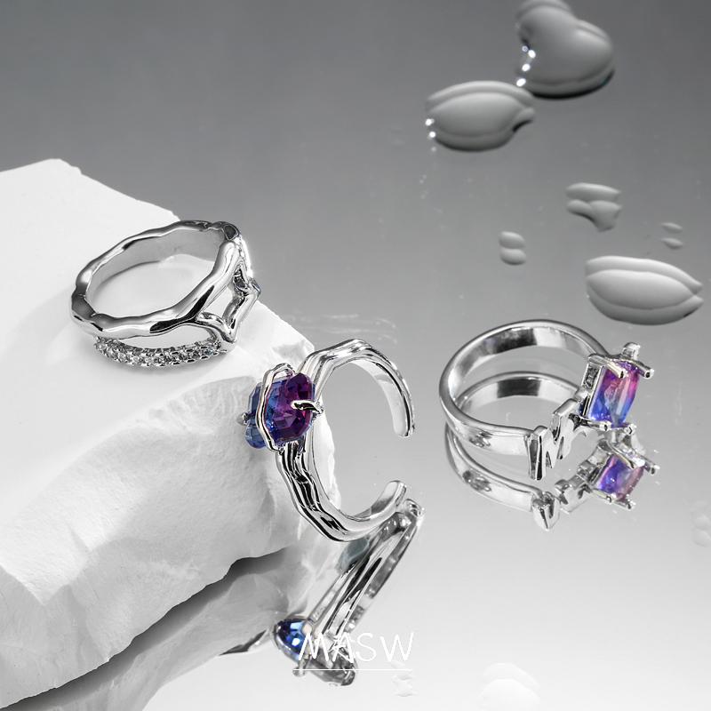 masw麻秀原创设计浮生梦彩色开口戒 麻秀戒指/指环