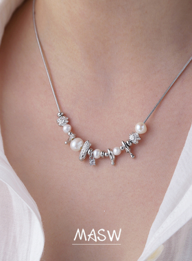 MASW麻秀珍珠小众气质长款项链