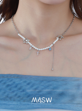 MASW麻秀时尚多层星星珍珠项链女