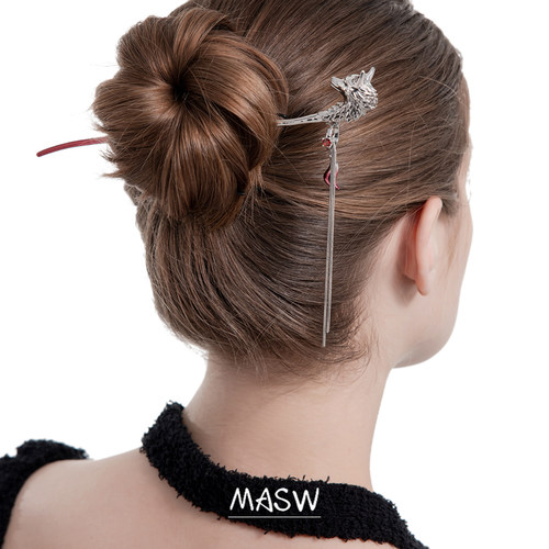 MASW麻秀原创设计小众高级感新中式狐狸发簪甜酷流苏复古轻奢簪子 - 图0