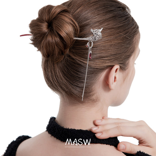 MASW麻秀原创设计小众高级感新中式狐狸发簪甜酷流苏复古轻奢簪子 - 图2