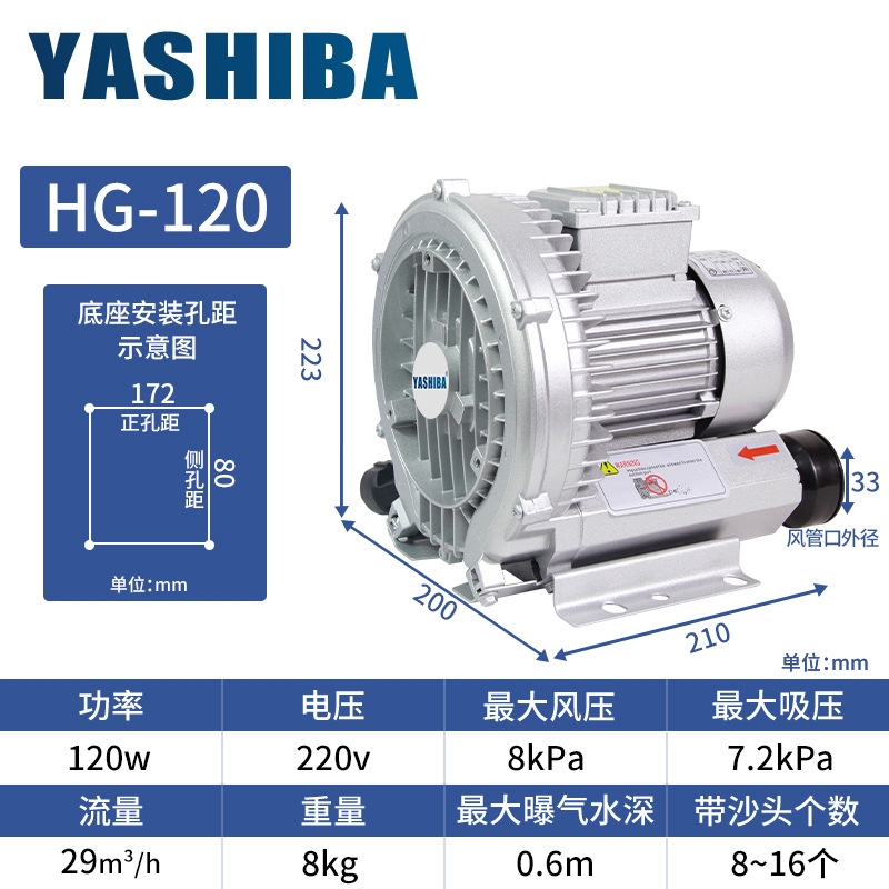 YASHIBA高压风机鼓风机漩涡风机气泵漩涡气泵罗茨风机工业大功率 - 图1