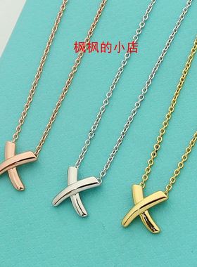 再见爱人黄圣依同款项链饰品字母X造型项链吊坠交叉光面项链套装