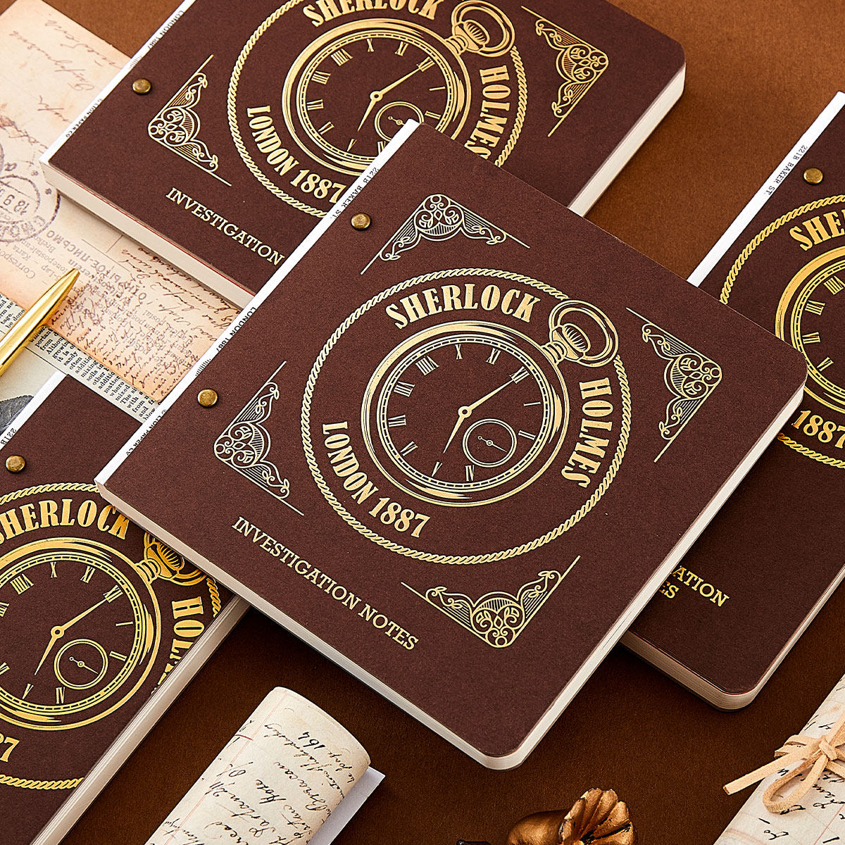 莱恩纸品福尔摩斯系列复古怀表原创设计无期限方方本手账本加厚纸张计划本打卡本记事本日程多功能内芯手帐,淘宝优惠券,粉丝福利购,淘宝优惠卷