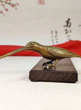 实心纯铜报喜鸟桌面摆件仿真长嘴