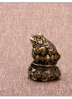 纯铜金蟾摆件招财三脚实心