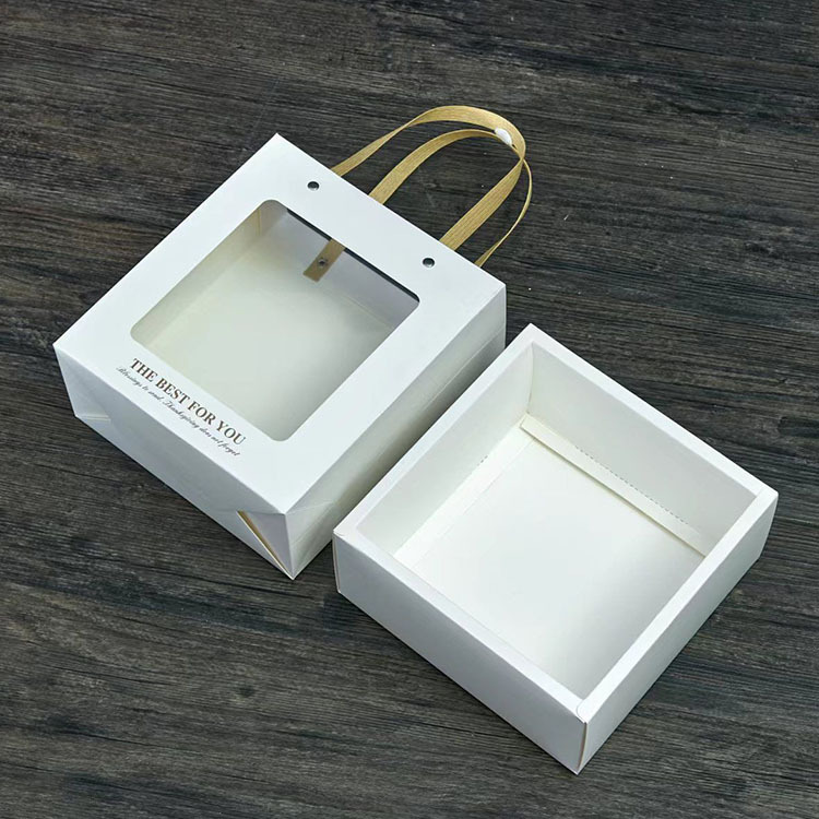 开窗礼盒白色手提抽屉式礼品盒创意内裤袜子茶叶包装盒伴手礼礼盒-图1
