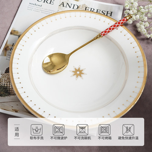 俄皇LOMONOSOV骨瓷盘子STAR系列家用餐盘菜盘甜品盘西餐盘子果盘 - 图1