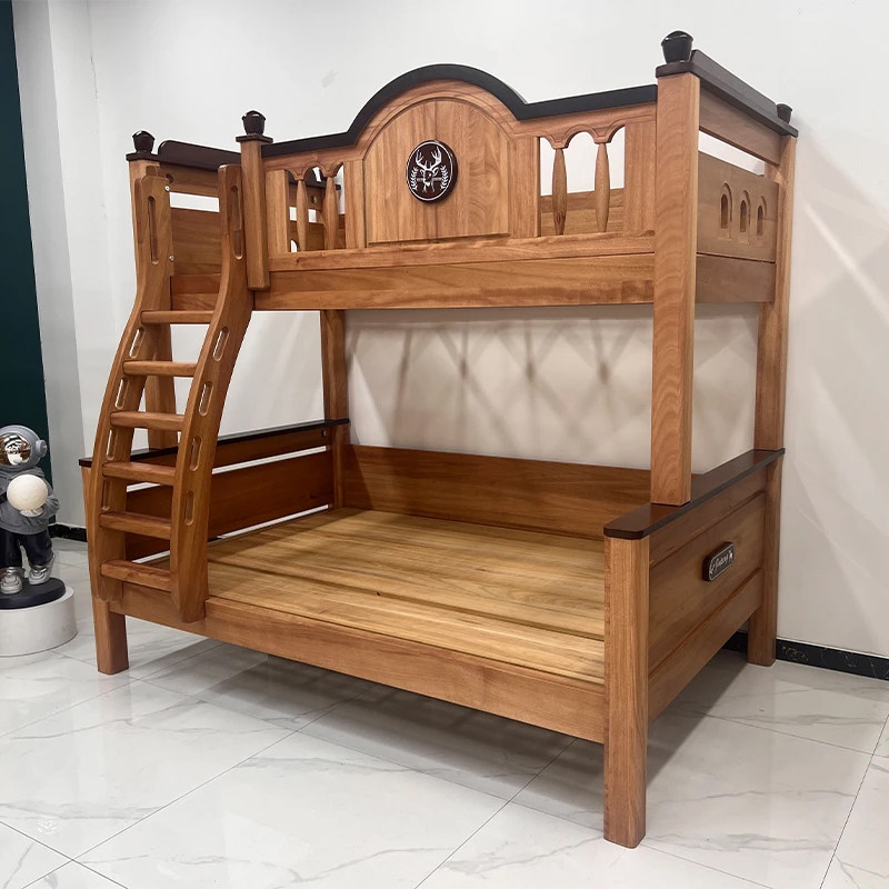 上下床铺双层床红檀木高低床北欧全实木两层床高低床子母床儿童床,淘宝优惠券,粉丝福利购,淘宝优惠卷