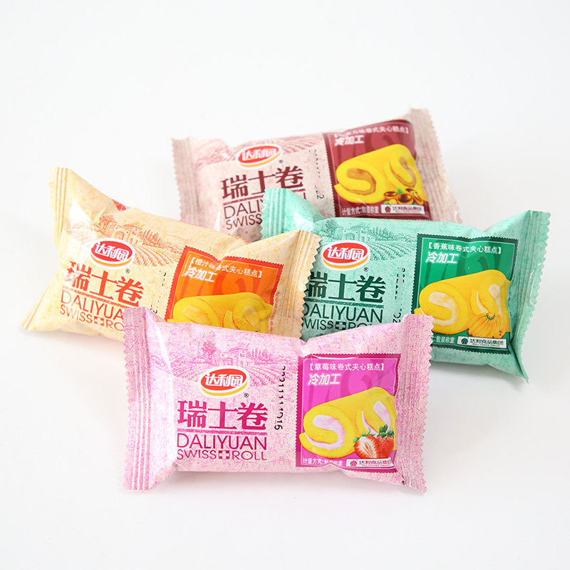 达利园面包类早餐草莓味心瑞士卷 猩小猩食品西式糕点