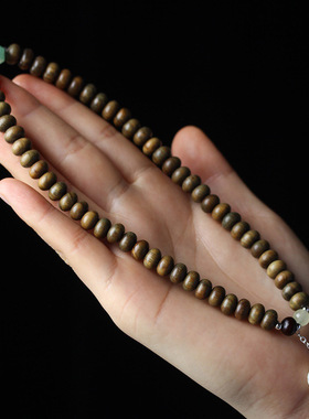 批发 绿檀算盘珠0.8×55颗青莲白玉款手串手链男女式文玩念珠