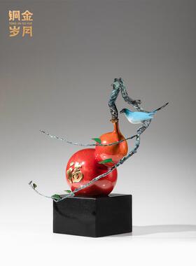 《福禄满堂》铜金岁月黄铜葫芦摆件工艺品铜器新中式客厅玄关装饰
