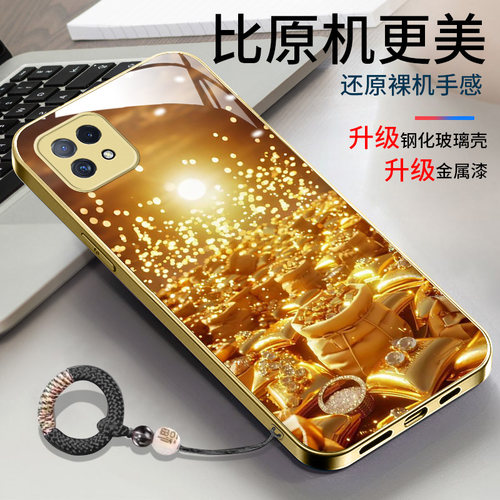 适用OPPOA72金色手机壳OPPOA53 5G新款PDYM20中国风发财树PECM30软边玻璃壳opopa72高级创意0pp0a72男女款潮 - 图2
