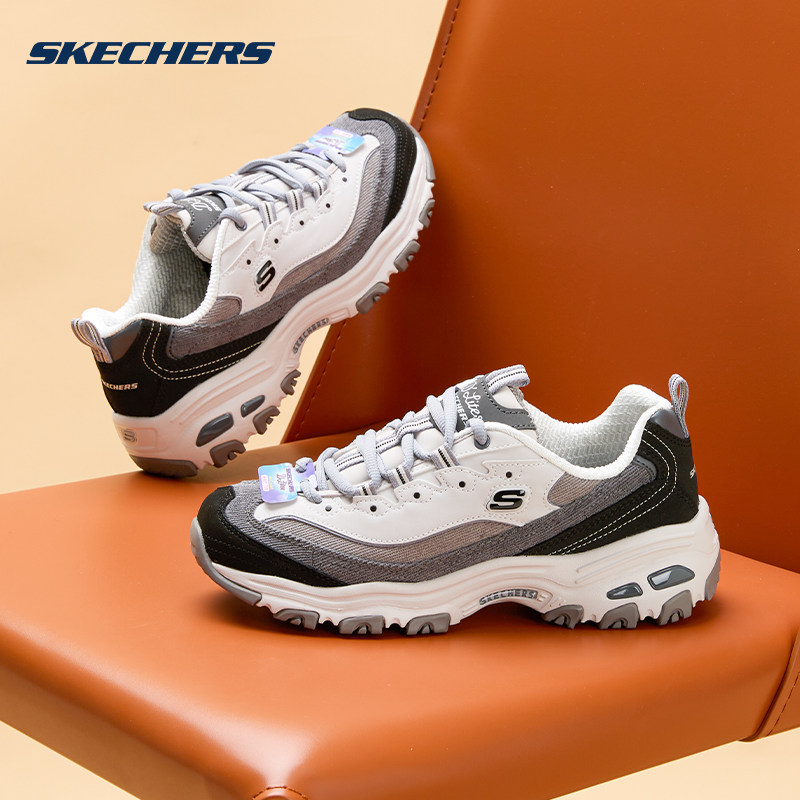 斯凯奇秋季新款女鞋经典老爹鞋奶茶熊黑糖烤奶厚底增高休闲运动鞋 - 图2