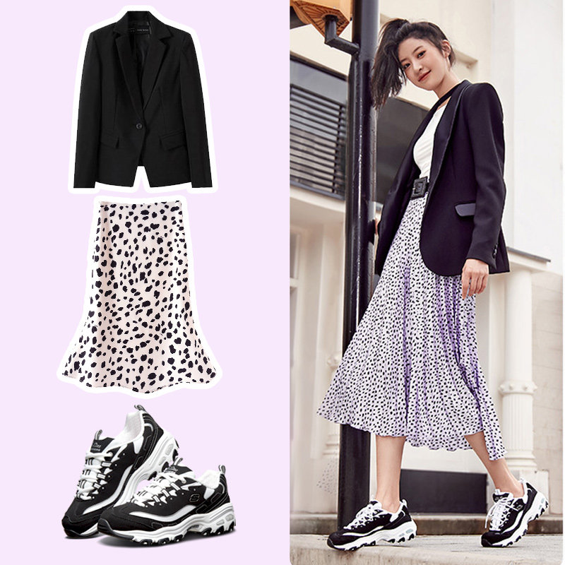 skechers官方旗舰店经典黑白女鞋 skechers英特斯博板鞋/休闲鞋
