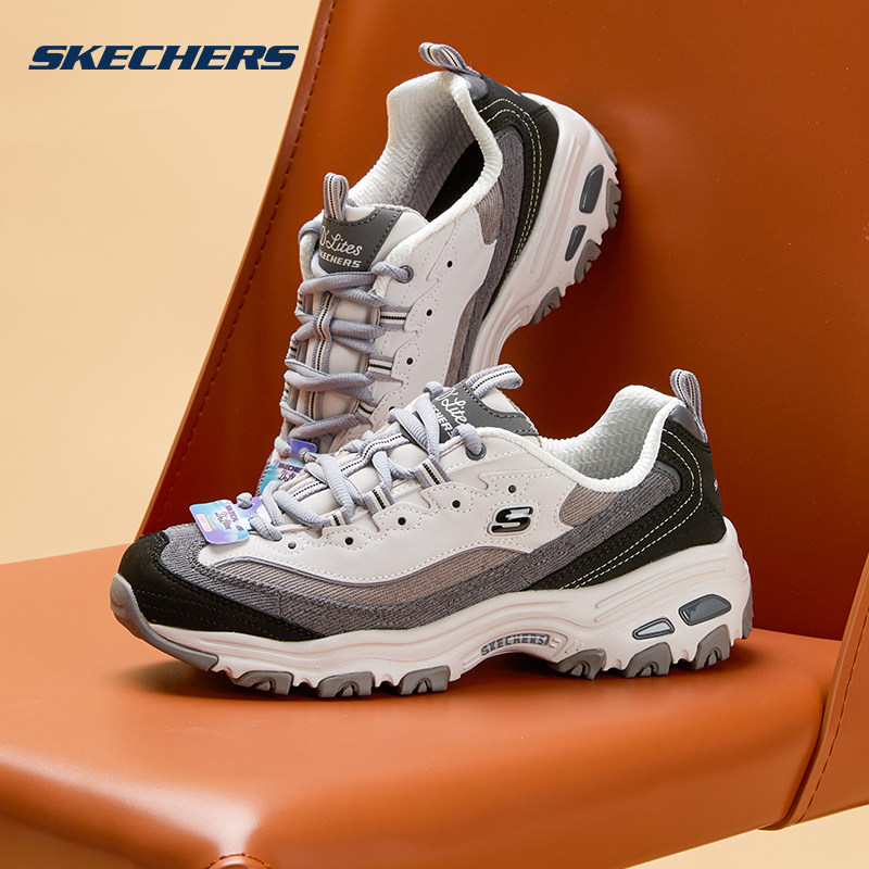 斯凯奇秋季新款女鞋经典老爹鞋奶茶熊黑糖烤奶厚底增高休闲运动鞋 - 图3