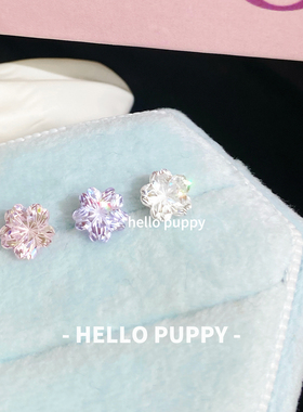 hellopuppy爆闪樱花切甜美耳骨钉1.2粗0.9牙口钛合金耳钉时尚百搭