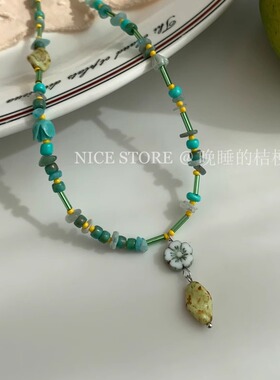 晚睡的桔梗I进口捷克珠子项链