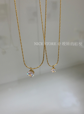 晚睡的桔梗I锆石吊坠钛钢项链