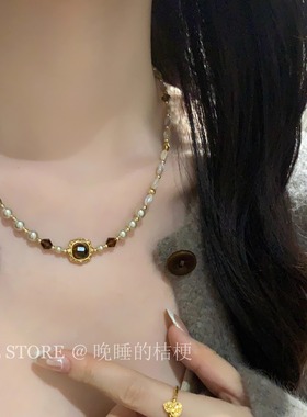 晚睡的桔梗I复古珍珠项链