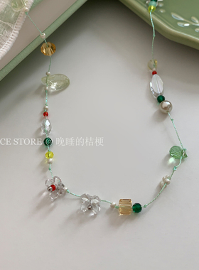 晚睡的桔梗I彩色碎石项链