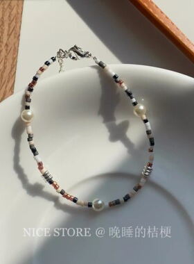 晚睡的桔梗|不规则手工串珠手链