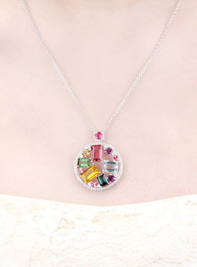 POLYSUTT奢华水晶吊坠圆形白金全新POLYSUTT现货新鲜出炉女日韩