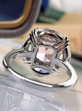 奢华泡泡糖鸽子蛋钻戒水滴圆钻雷迪恩冰花切10克拉人工粉钻戒指女