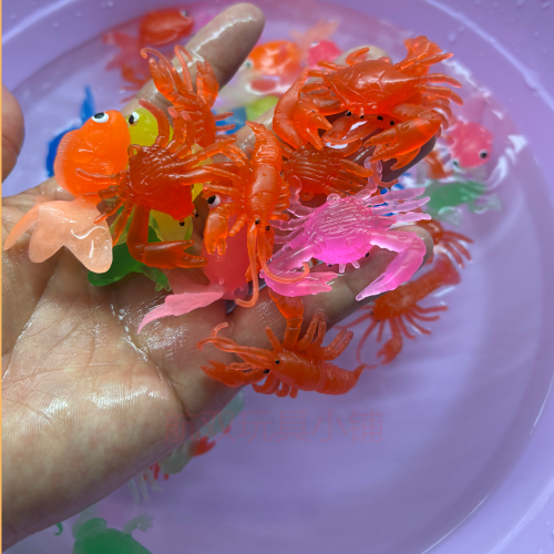 浮水捞鱼玩具宝宝早教儿童嬉水仿真金鱼网兜硅胶小鱼软胶动物益智 - 图1