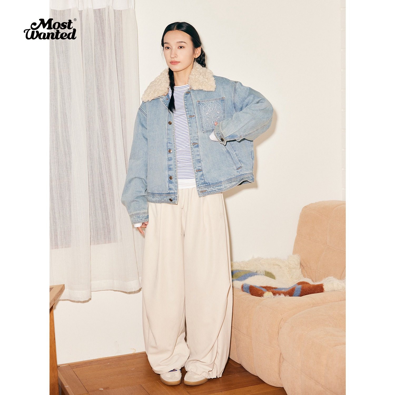 mostwanted 可脱卸毛领牛仔绗棉夹克棉服女秋冬新款外套,淘宝优惠券,粉丝福利购,淘宝优惠卷