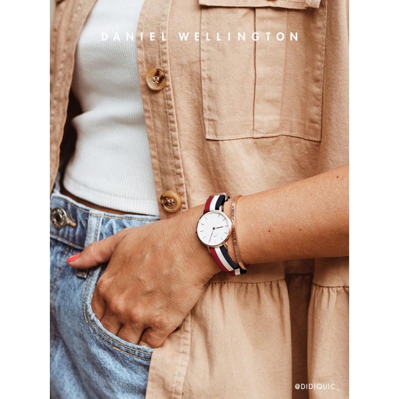 Danielwellington 丹尼尔惠灵顿dw手表女 28mm织纹女表手镯套装