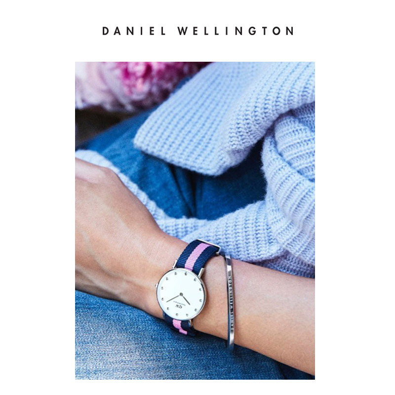 Danielwellington 丹尼尔惠灵顿dw手表女 34mm正品织纹满天星女表