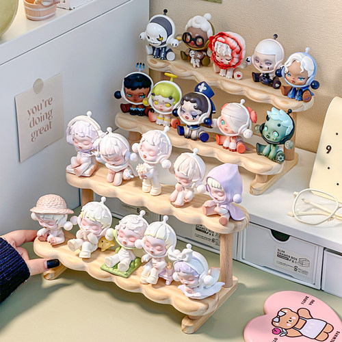 盲盒阶梯展示架收纳木质手办小摆件陈列架泡泡玛特萌粒娃娃置物架 - 图2