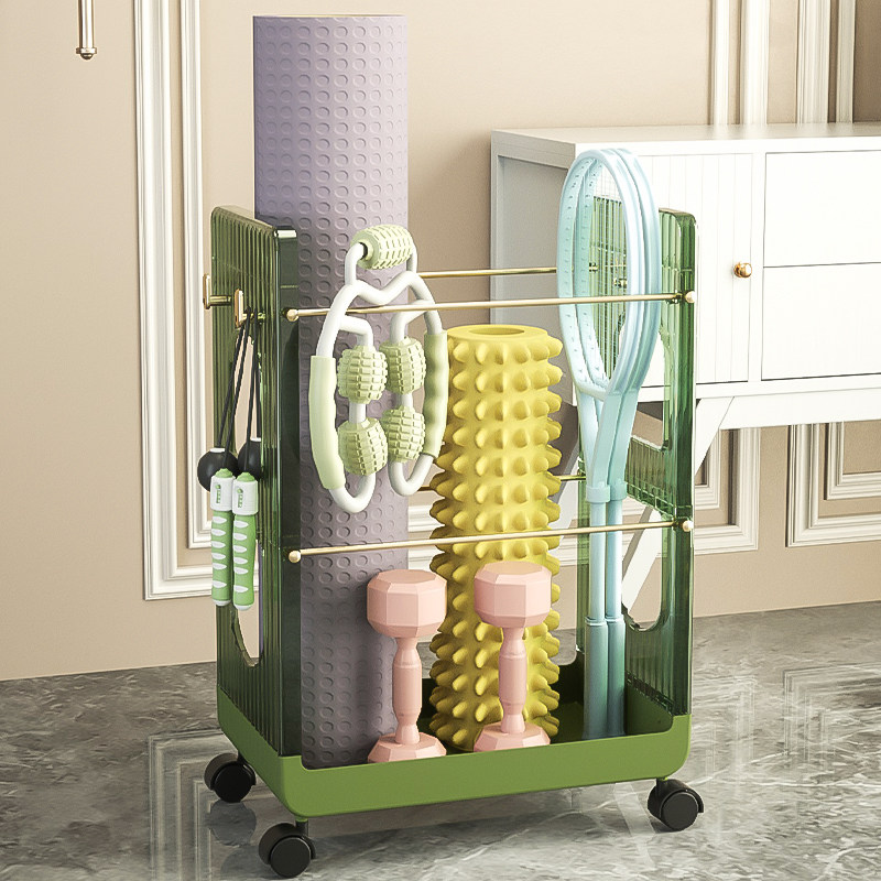 瑜伽垫收纳运动器材放置架家用健身工具泡沫轴羽毛球拍框夹缝带轮,淘宝优惠券,粉丝福利购,淘宝优惠卷