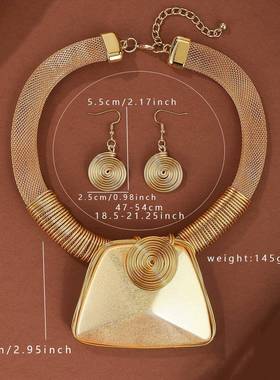 欧美风情几何树脂吊坠手工项链铝条饰品原创夸张项链necklace