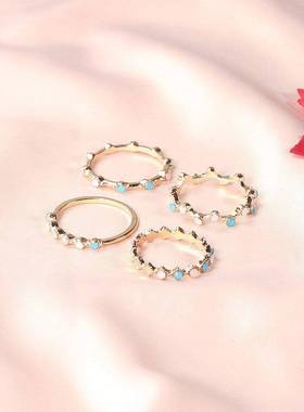 New accessories colorful 4 Piece Set Knuckle Rings 跨境戒指