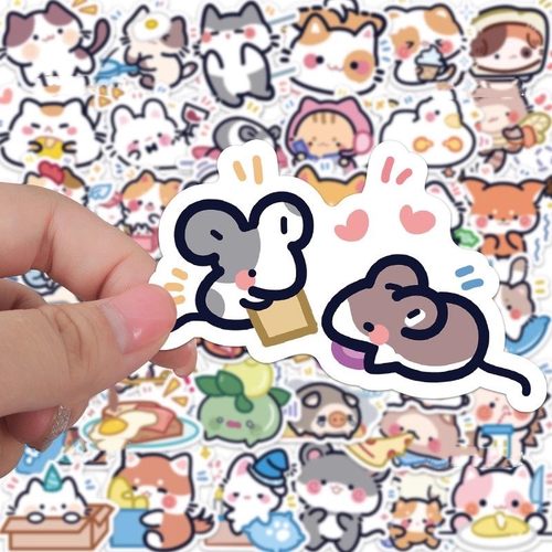 120张原创小动物贴纸卡通趣味装饰手账笔记本手账行李箱防水diy贴 - 图2