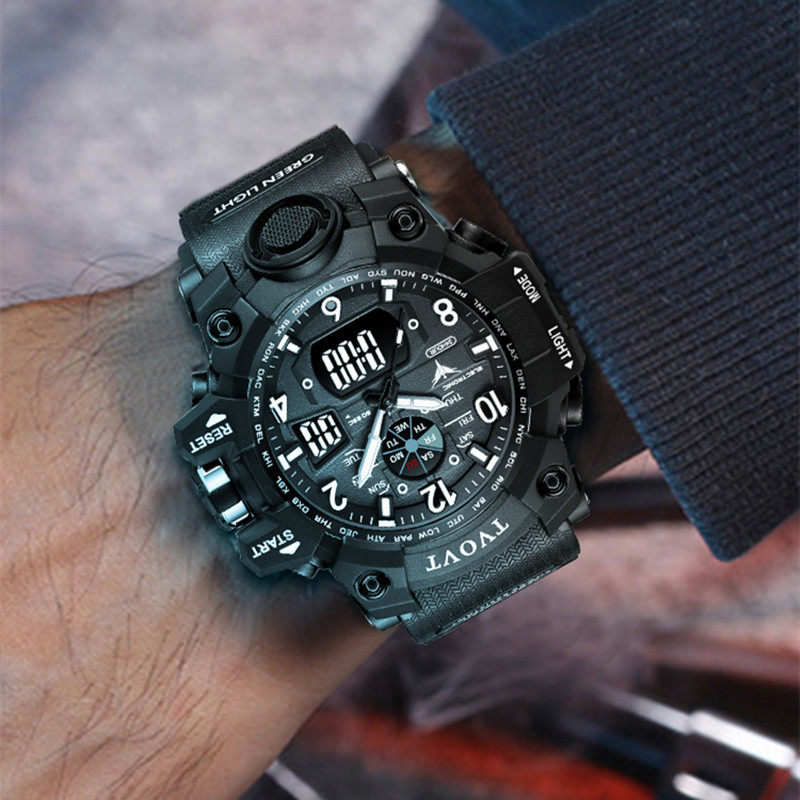 霸气机械运动游泳防水双显初中男表 clnai国产腕表