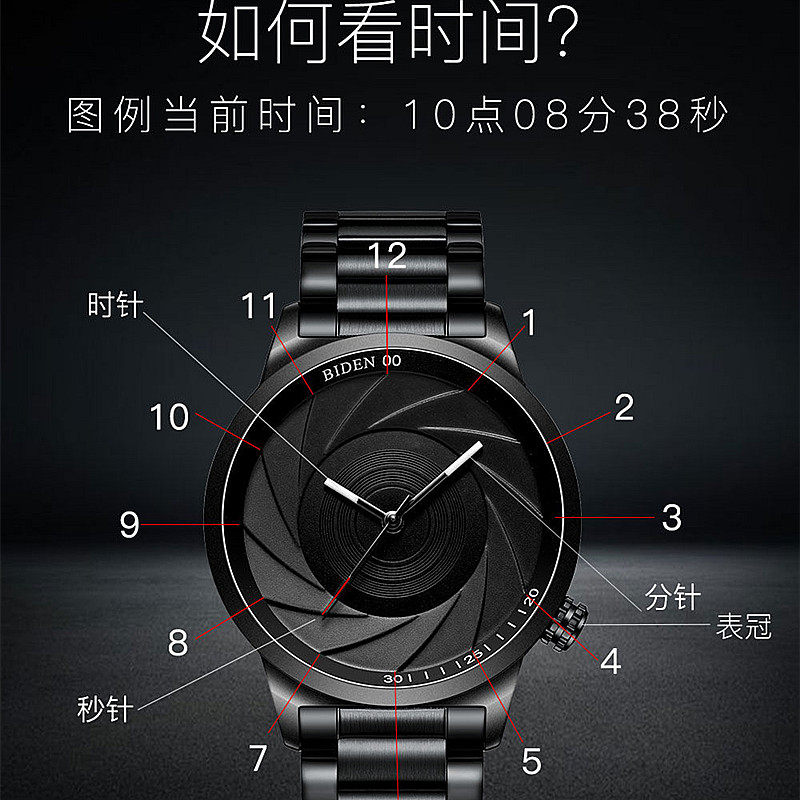石英男士机械黑科技个性概念潮男表 clnai国产腕表