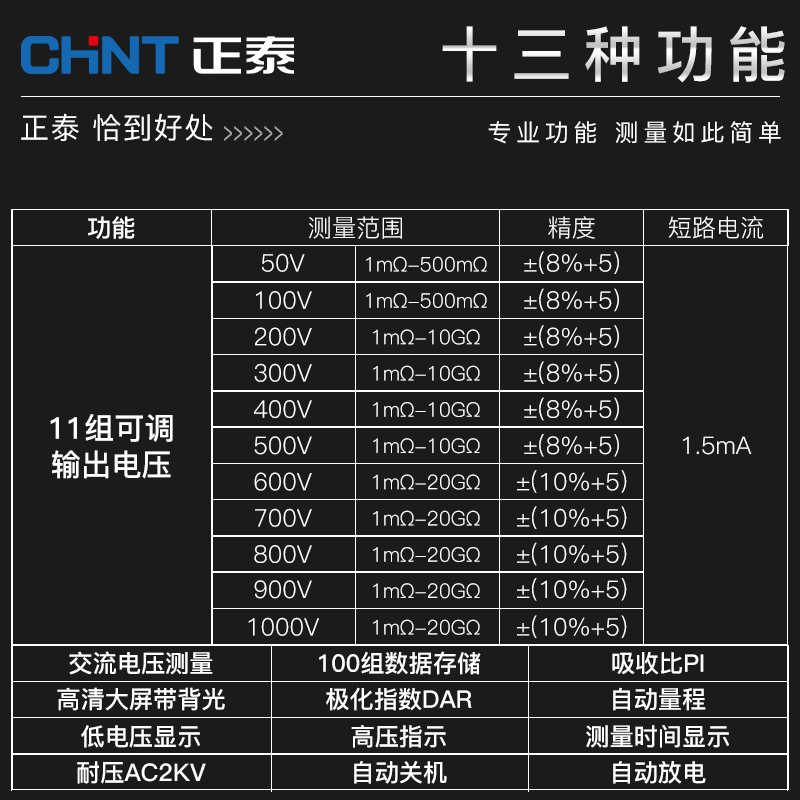 Chintai Digital 500v1000 Insulation Resistance Tester